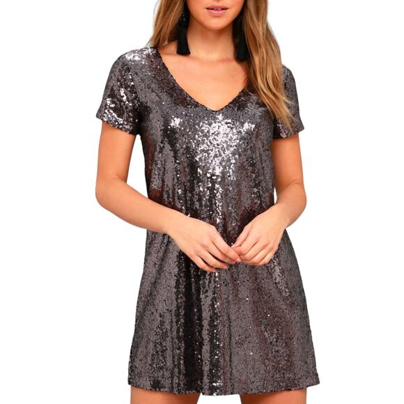 Lulus Light Up The Night Sequin Dress Women's Size S Purple Mini Shift Lined - Picture 3 of 14